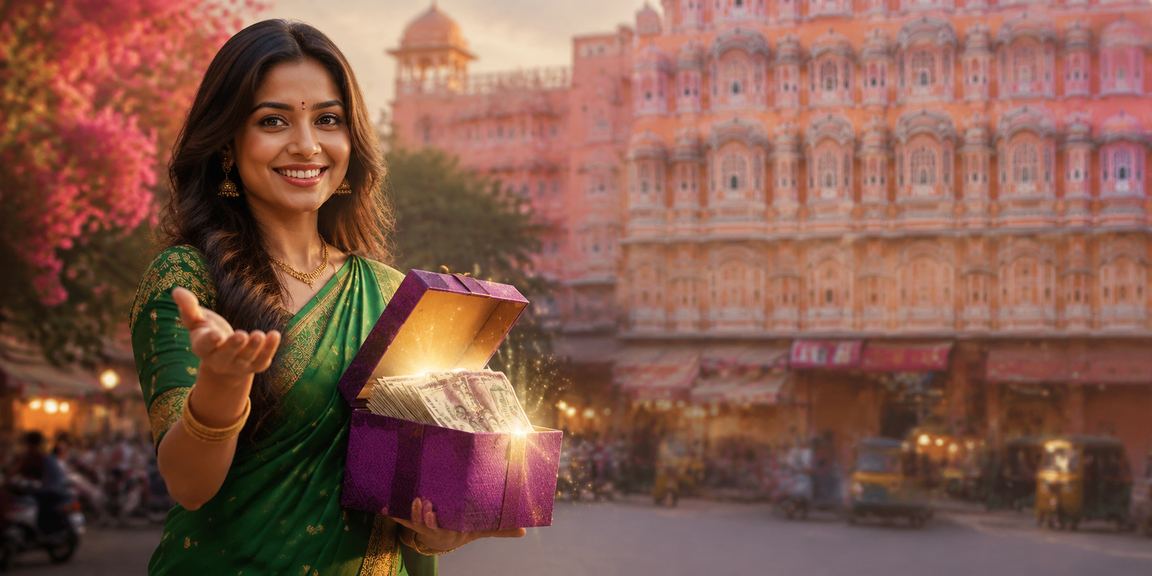 Indian woman using mobile phone to play slots with digital payments