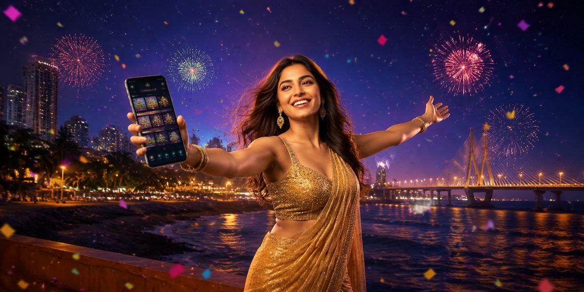 Young Indian woman playing mobile casino app in Mumbai Bandra